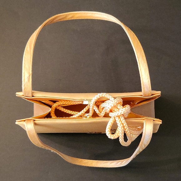 ✨HOST PICK!✨ Vintage Satin Evening Clutch, Gold with Sequins & Beads - Picture 9 of 10